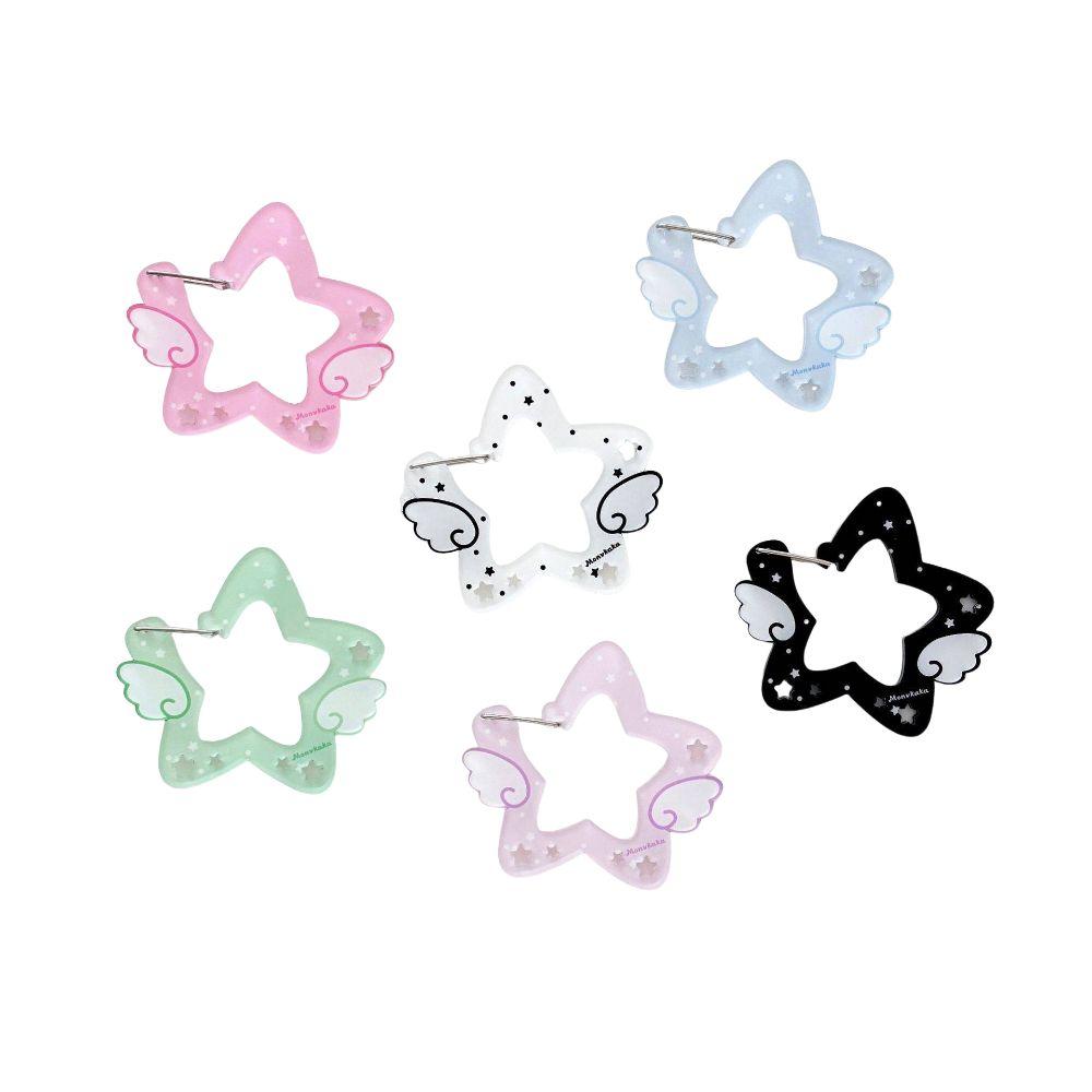 Acrylic Wings Stars Carabiner Portable Keyring Hook Card Holder Kawaii Backpack Pendant  Outdoor