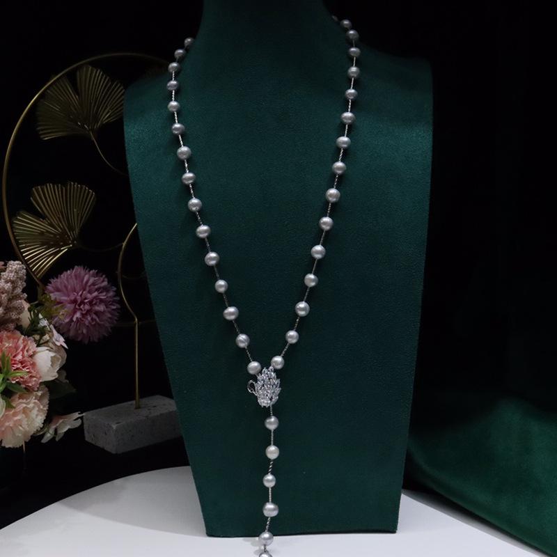Gray Little Swan Freshwater Pearl Multi-wear Sweater Chain for Women