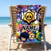 1pc Brawl Stars Beach Towel with Custom Name, Beach/Swimming/Bath/Picnic/Camping Towel, Suitable for Seaside Beaches