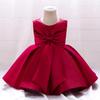 Vestito in Raso da Principessa con Fiocco per il Primo Compleanno di una Neonata