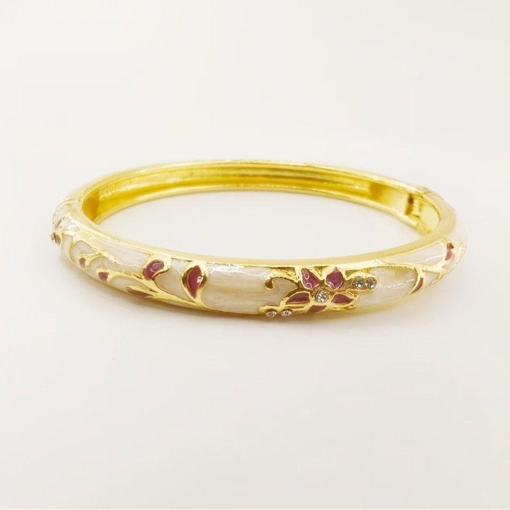 Traditional Flower Bangle Colorful Women's Hand Bracelet Vintage Cloisonne Bangle Jewelry Gifts