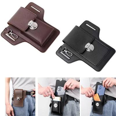 Fashion Men Multi-function Waist Bag Outdoor Travel Sports Mobile Phone Purse PU Leather Phone Bag Waist Belt Wallet