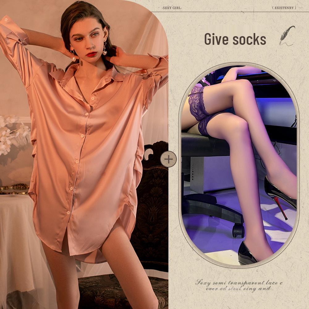 Übergröße Spitze Mesh Boyfriend Hemd - Sexy Dessous Loungewear für Frauen