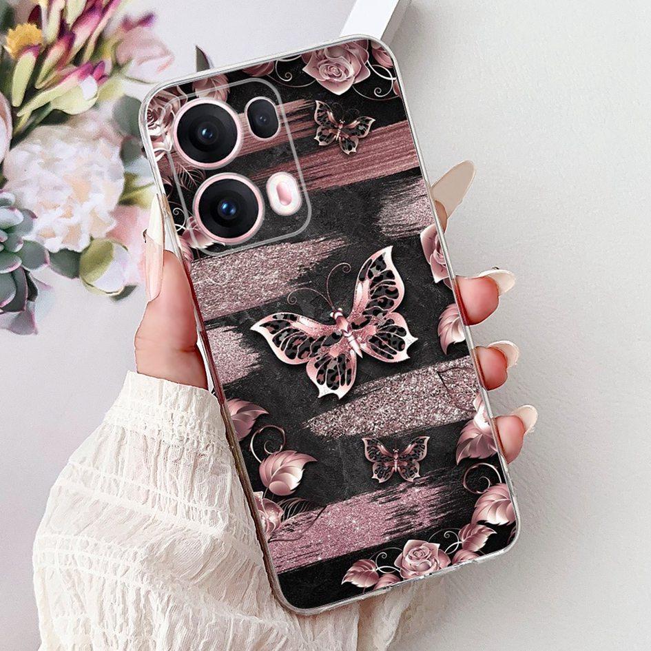 For OPPO Reno13 Pro 5G Case CPH2697 Fashion Flower Butterfly Soft Silicone Phone Cover For OPPO Reno 13 CPH2689 Reno13Pro Bumper
