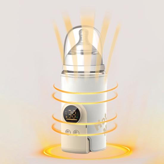 Milk Warmer Portable Baby Bottle Warmer with One-Button Control USB Rechargeable Wireless Milk Heater No Water Needed Intelligent Temperature Control