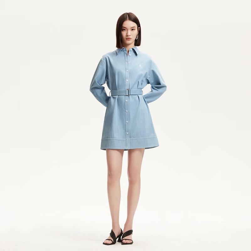 VEROMODA Women's Lyocell Cotton Belted Shirt Dress