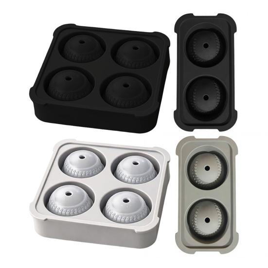 Baseball Ice Cube Tray with Lid Silicone Sphere Mold for Whiskey Cocktails Easy-Release BPA-Free Ice Ball Maker Creative Gift for Sports Fans