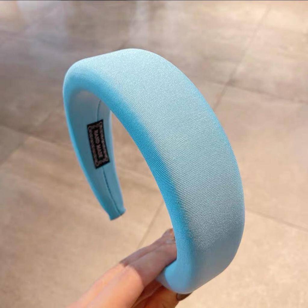 Fascia Estiva Monocolore Coreana con Bordo Ampio e Testa in Spugna per Donna - Accessorio per Capelli Sottile per la Parte Superiore del Cranio