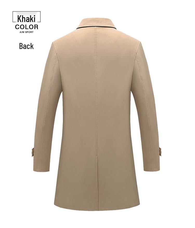 Men's High-Grade Mid-Length Casual Windbreaker Lapel Jacket for Spring, Summer, and Autumn