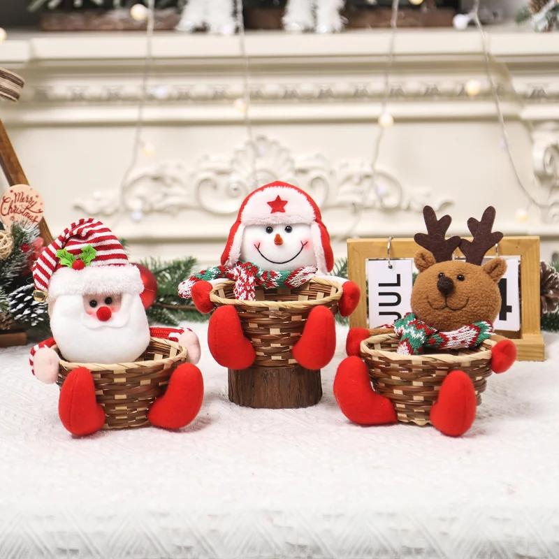 Juldekoration Godiskorg Älg Snögubbe Jultomte Fruktkorg Videnkorg Barnpresent Bordsdekoration Förvaringskorg