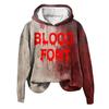 Halloween New European And American Women'S Clothing Autumn And Winter Shoulder Sweater 3D Letter Printing Hooded Sweater