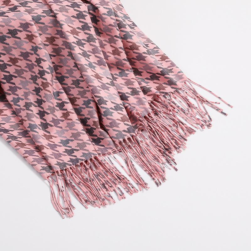 Houndstooth Scarf for Women Winter High End Cotton Printed Scarf  Versatile Men's Shawl  Imitation Cashmere Scarf