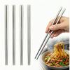 Stainless Steel Chopsticks 5 Pairs, 9 Inch Reble Metal Chop Sticks, Lightweight Hollow Design, Square Anti-Roll & Non-Slip Tips, Dishwasher Safe Food