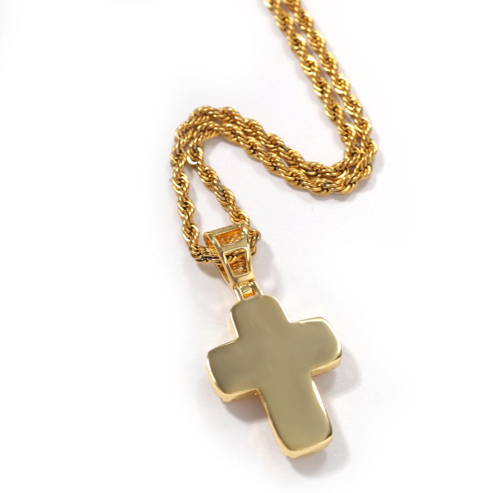 Gu Meng Hip-Hop Fashion Pendant: Copper Cross with Colored Zircon