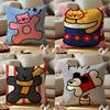 Happy Little AnimalsIllustrations Cushion Cover Anti-dustmite Pillowcase Invisible Zipper Silky Short Plush Sofa Cushion Cover