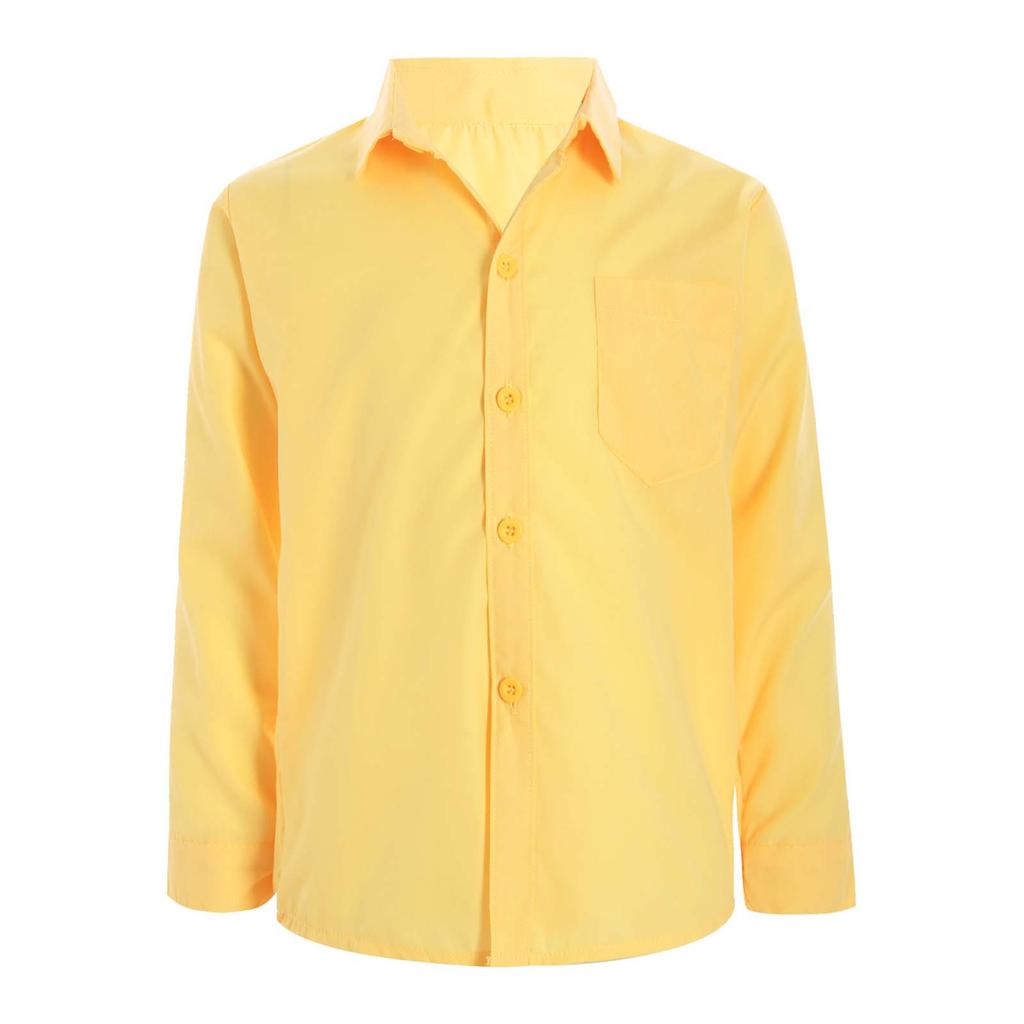 Chlapecká formální košile s dlouhým rukávem, s límečkem, zapínací na knoflíky, jednobarevná, ležérní top s náprsní kapsou