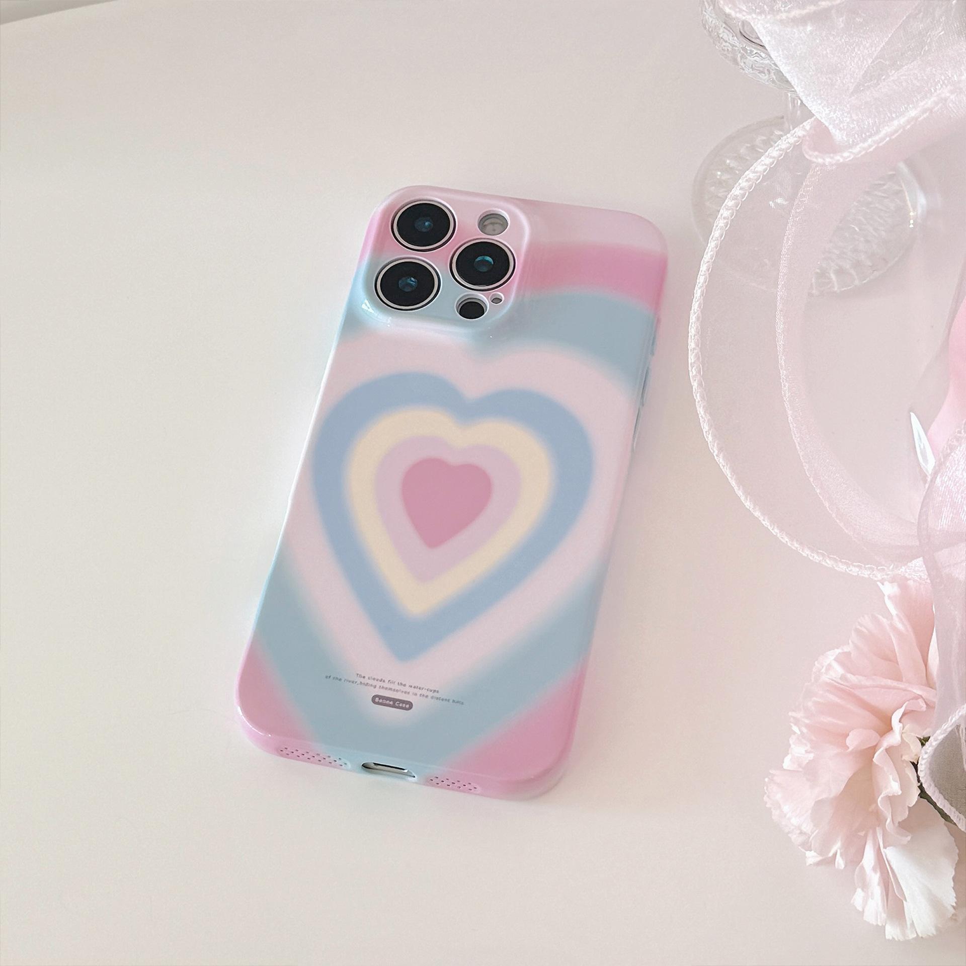 

Girls Gradient Love Suitable for IPhone16 Mobile Phone Case Apple 14promax Philin Soft 13 All Inclusive 15 Korean Series 12pro