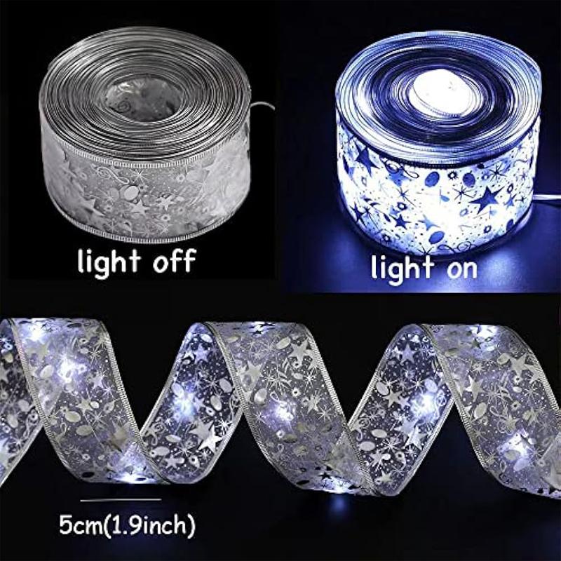 

Рождественские огни с лентой, украшение для елки, светящиеся сказочные гирлянды, ленты на батарейках для рождественских украшений, свадеб, новогоднего декора 3m 30LED белый/серебряный