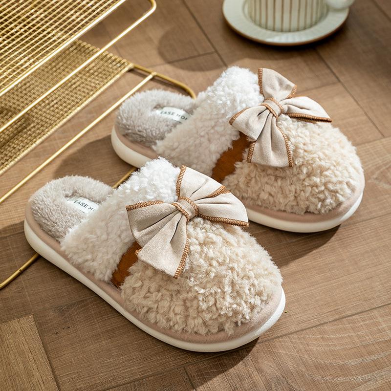 Autumn Winter Couples Casual Plush Slippers Indoor Comfortable Flats Warm Furry Slides Bedroom Shoes