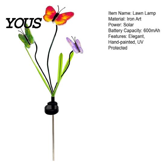 Windproof Outdoor Lamp Solar Butterfly Flower Light, LED Garden Lights, UV Protected Light Waterproof Landscape for Yard Patio Lawn Decor Long-lasting