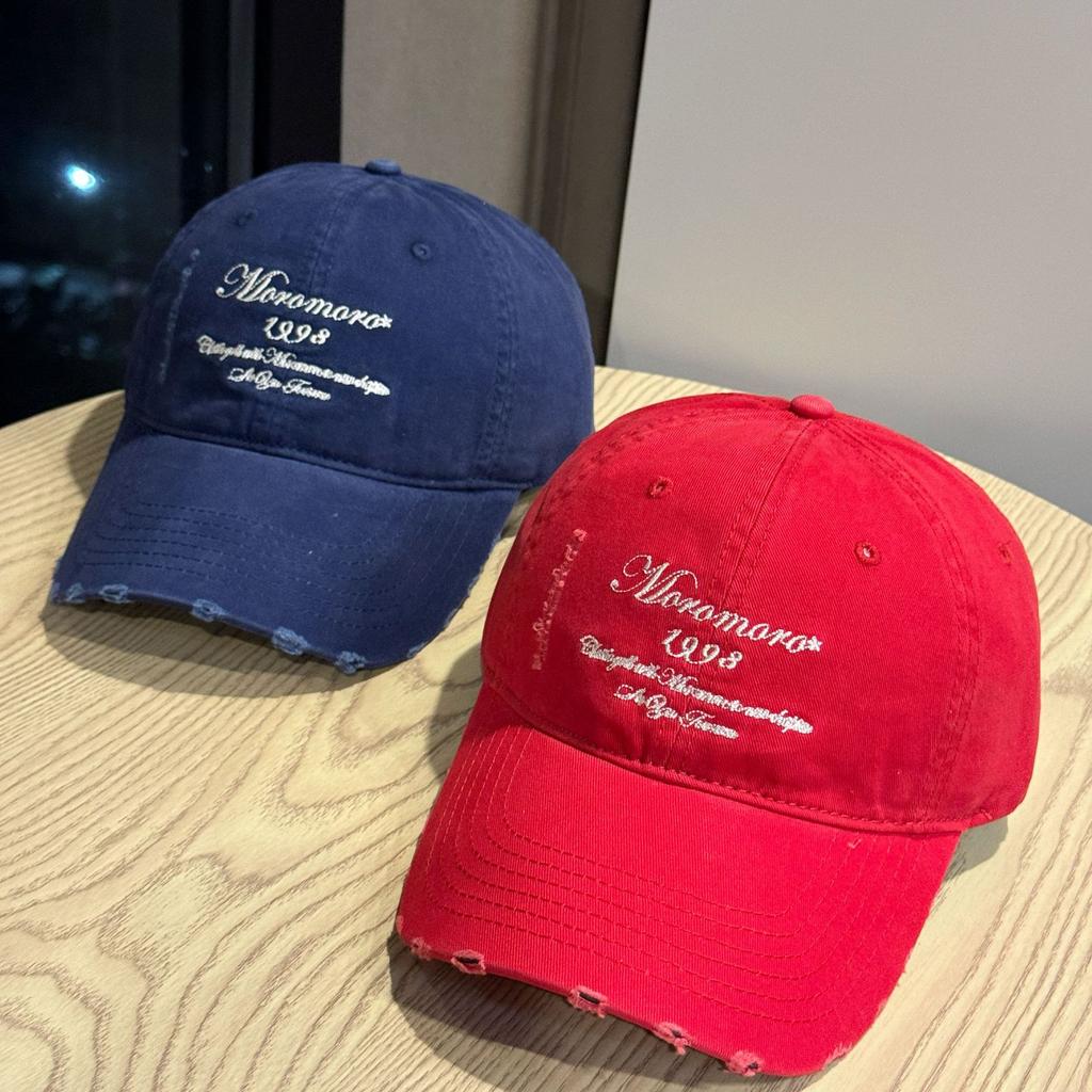 New Letter Hole Baseball Cap Youth Fashion Street Youth Curved Brim Hat Korean Style Fashionable Face Small Peaked Cap