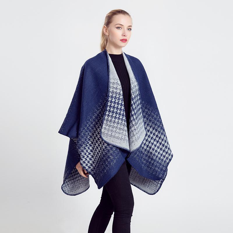 Women S Houndstooth Gradient Scarf Shawl Warm Winter Wrap