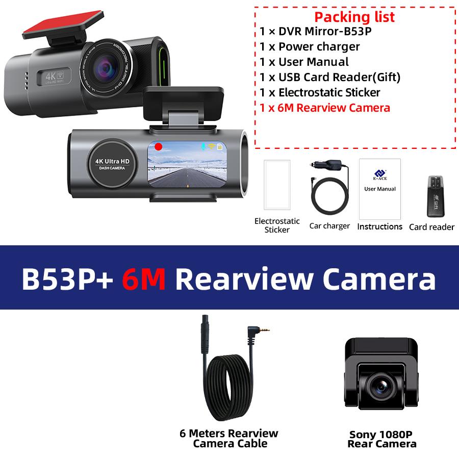 4K HD Dash Cam Hidden Car Recorder Camera WiFi Mobile Phone Interconnection Ultra Wide Angle Night Vision GPS Driving Recorder