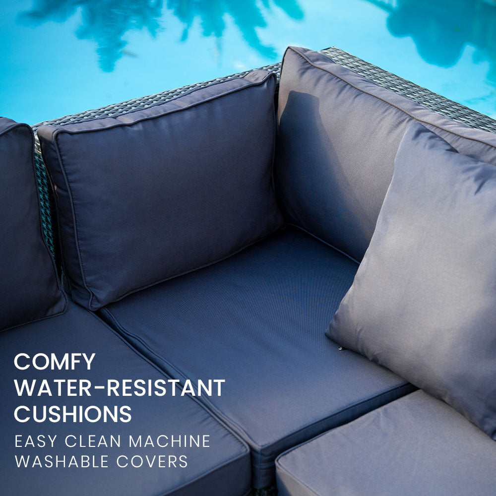 Patio Furniture Sets London Rattan 5 Seater Modular Outdoor Setting Lounge With Coffee Table Grey