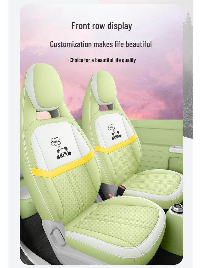 Panda Cartoon Leather Seat Covers for MINI - Full Wrap, All-Season, Cute Design