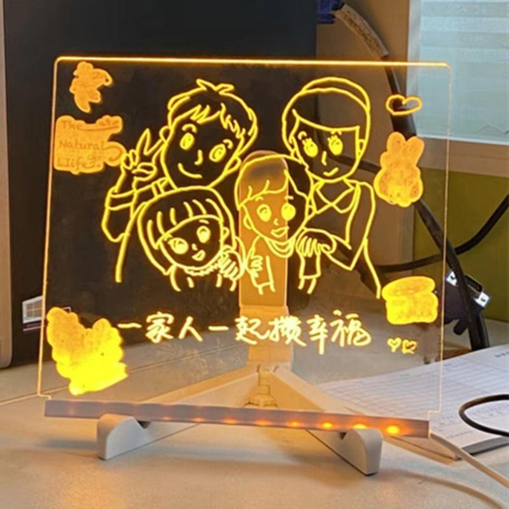 Acrylic Colorful LED Writing Board Night Light Kids Drawing Board USB Message Board  Painting Board