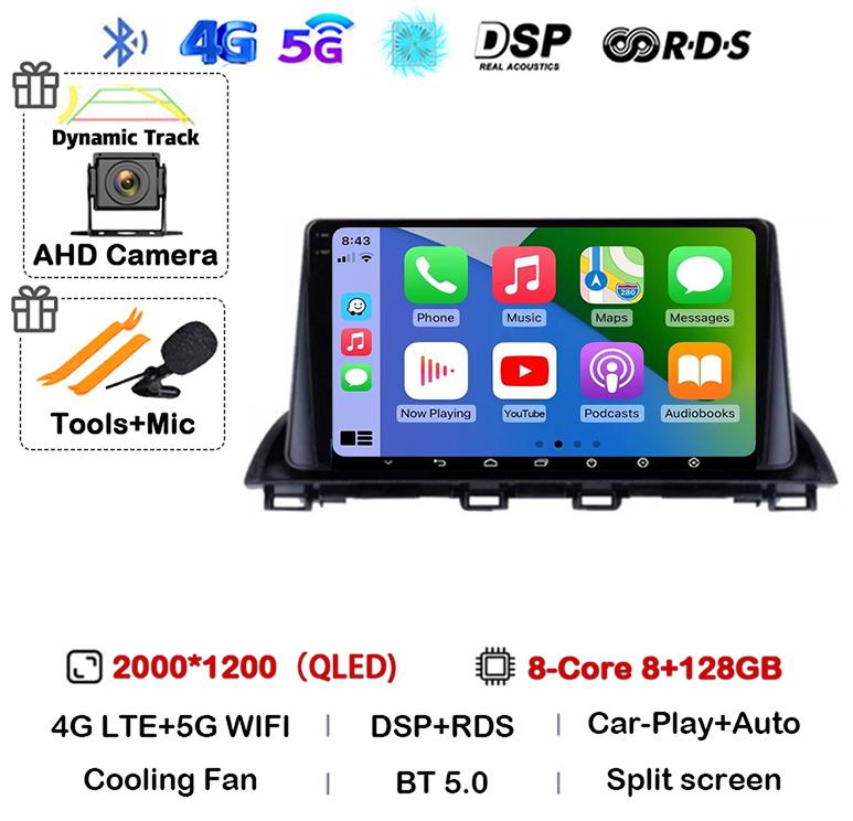 Android 14 Carplay Auto For Mazda 3 Axela 2013 - 2019 Car Radio Multimedia Player GPS Navigation Video Stereo Head Unit 2Din DVD