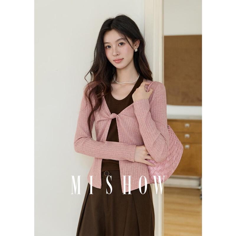 Mishow Colorblock Faux Two-Piece Twist Knit Top S