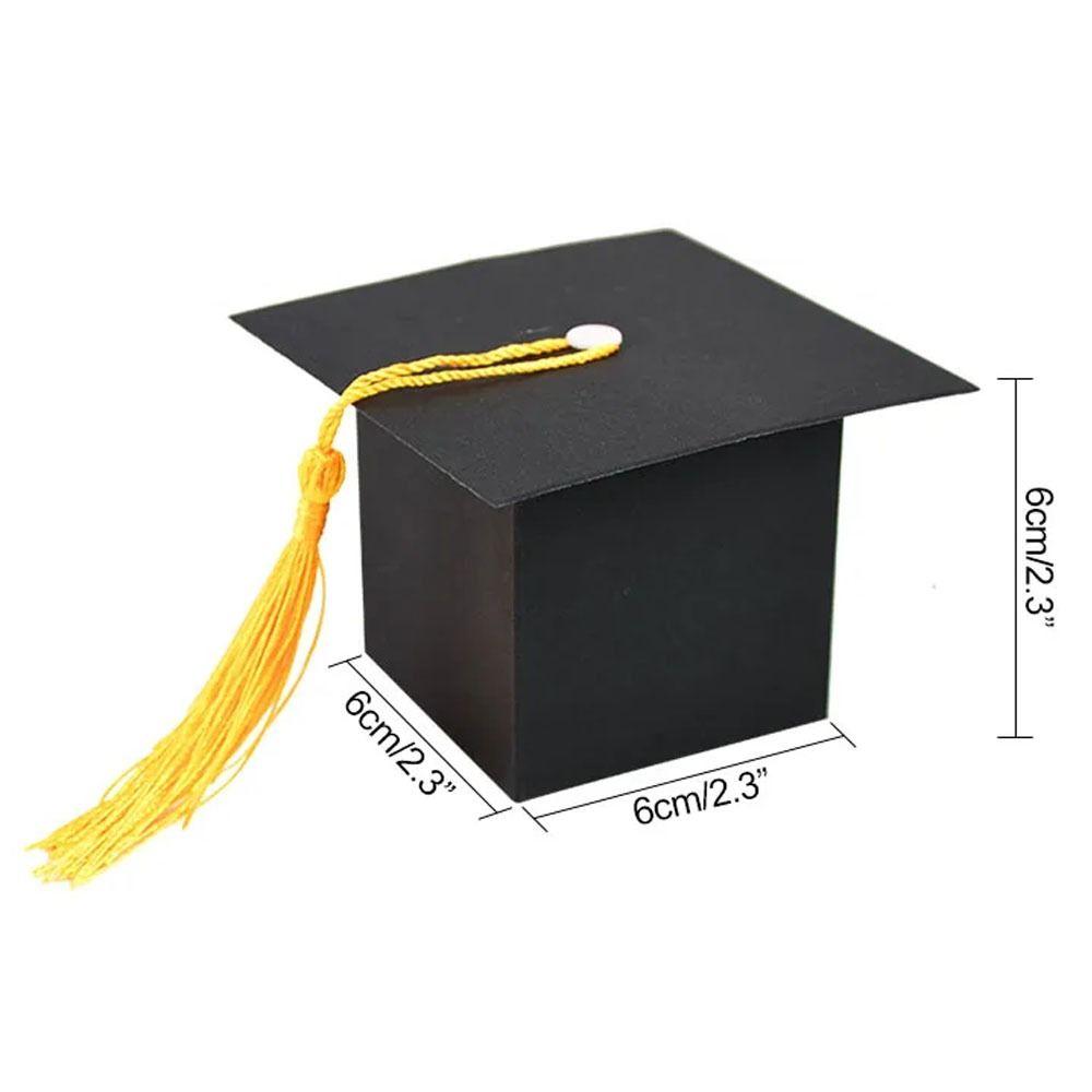 10pcs Black White Graduation Hat Candy Box Cartoon Bachelor Cap  Graduation Season