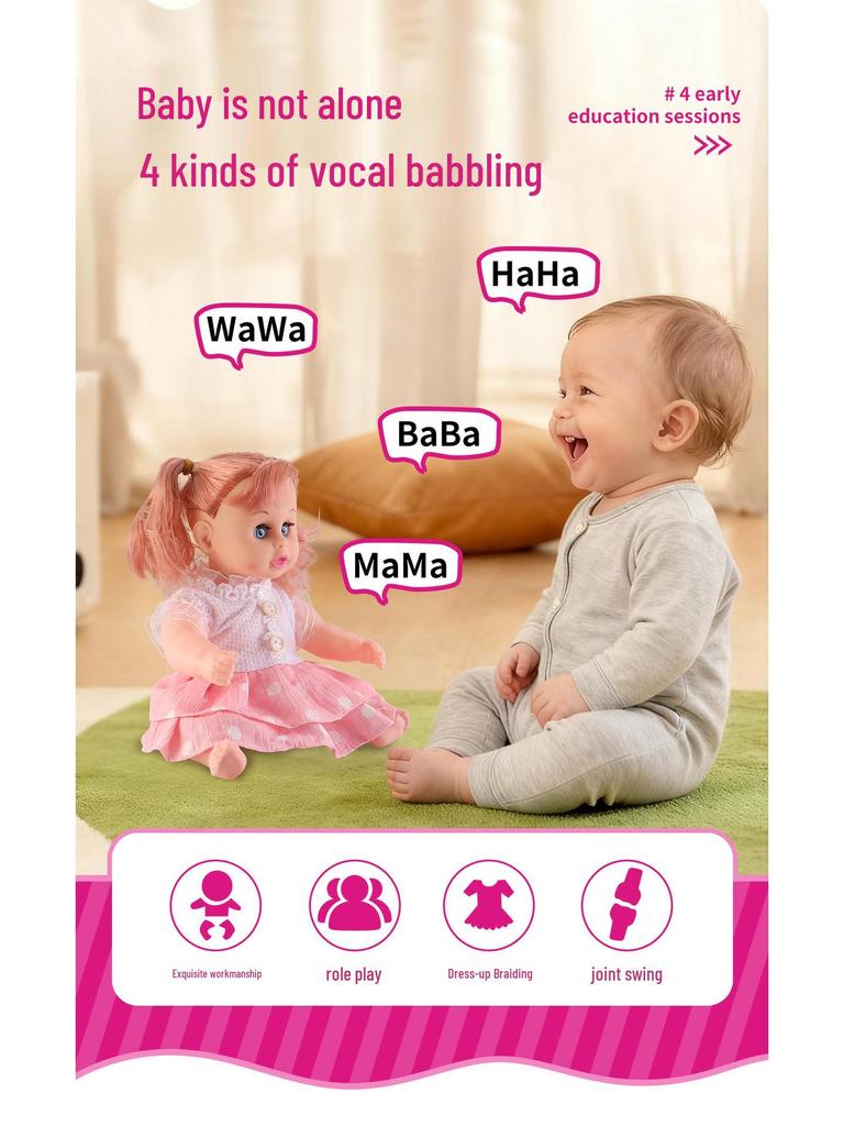 12-Inch Soft Talking Baby Doll Sleep Companion Toy - Ideal Gift for Girls