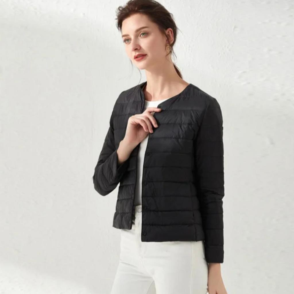 New Women Spring Winter Ultralight Down Jacket Warm Collarless Padded Parka Portable O Neck Puffer Overcoat Female