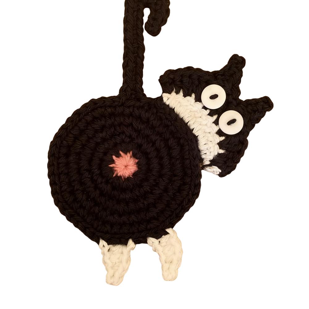 Cute Cat Butt Coasters Knitted Non-Slip Crochet Drink Mat Heat-Resistant Easy To Clean Cute Cat Coasters Table Protection
