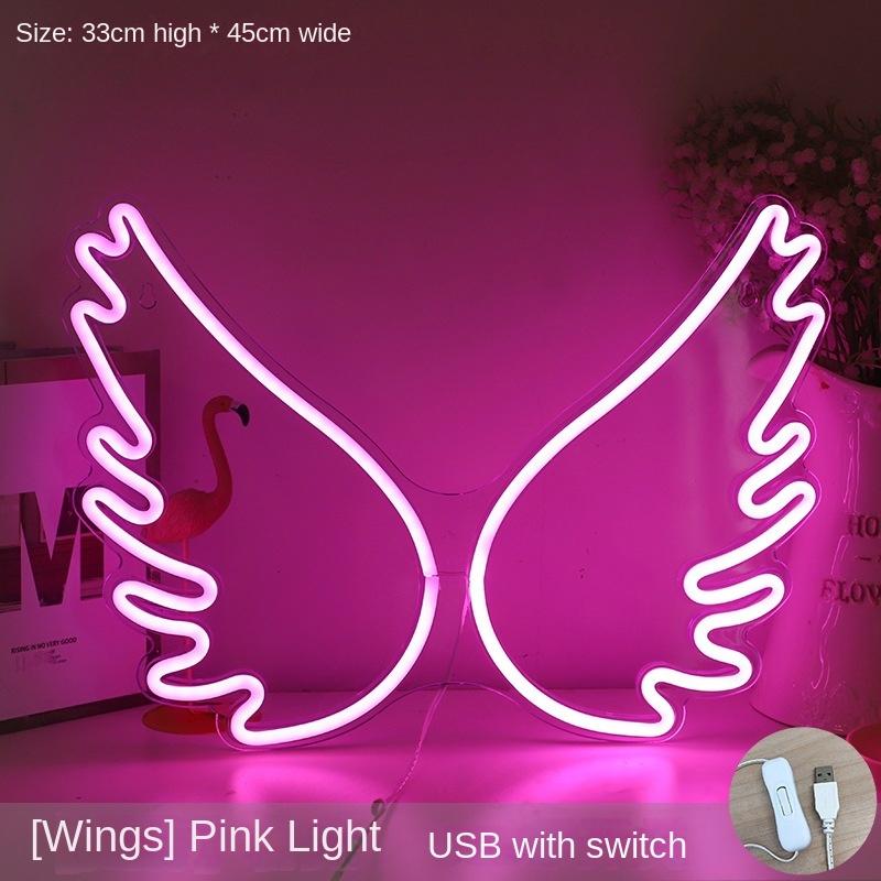 Party Decoration Glow Sticks  Neon Light Room Decoration Colorful Lights  Atmosphere Creative Decorations Ins Lights Angel Wings