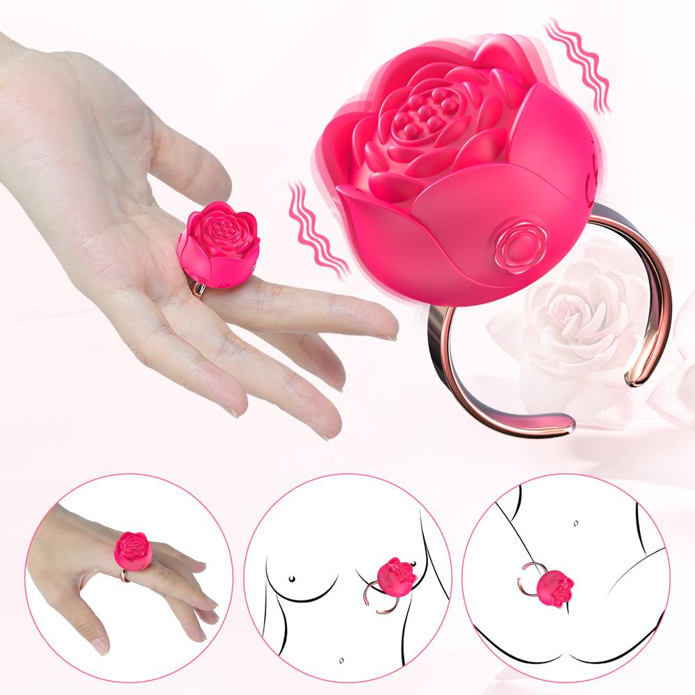 FairyKiss Rose Finger Ring Vibrator for Women Mini Clitoris Nipple Stimulator 10 Vibration Modes Adult Tease Sex Toys Massager