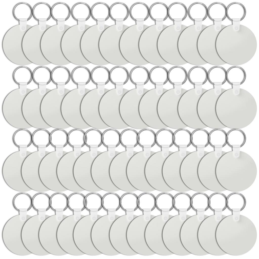 150Pcs Sublimation Keychain Blanks Bulks DIY Rectangle/Round Double Sided Heat Transfer Keychain Blanks with Rings and Clips