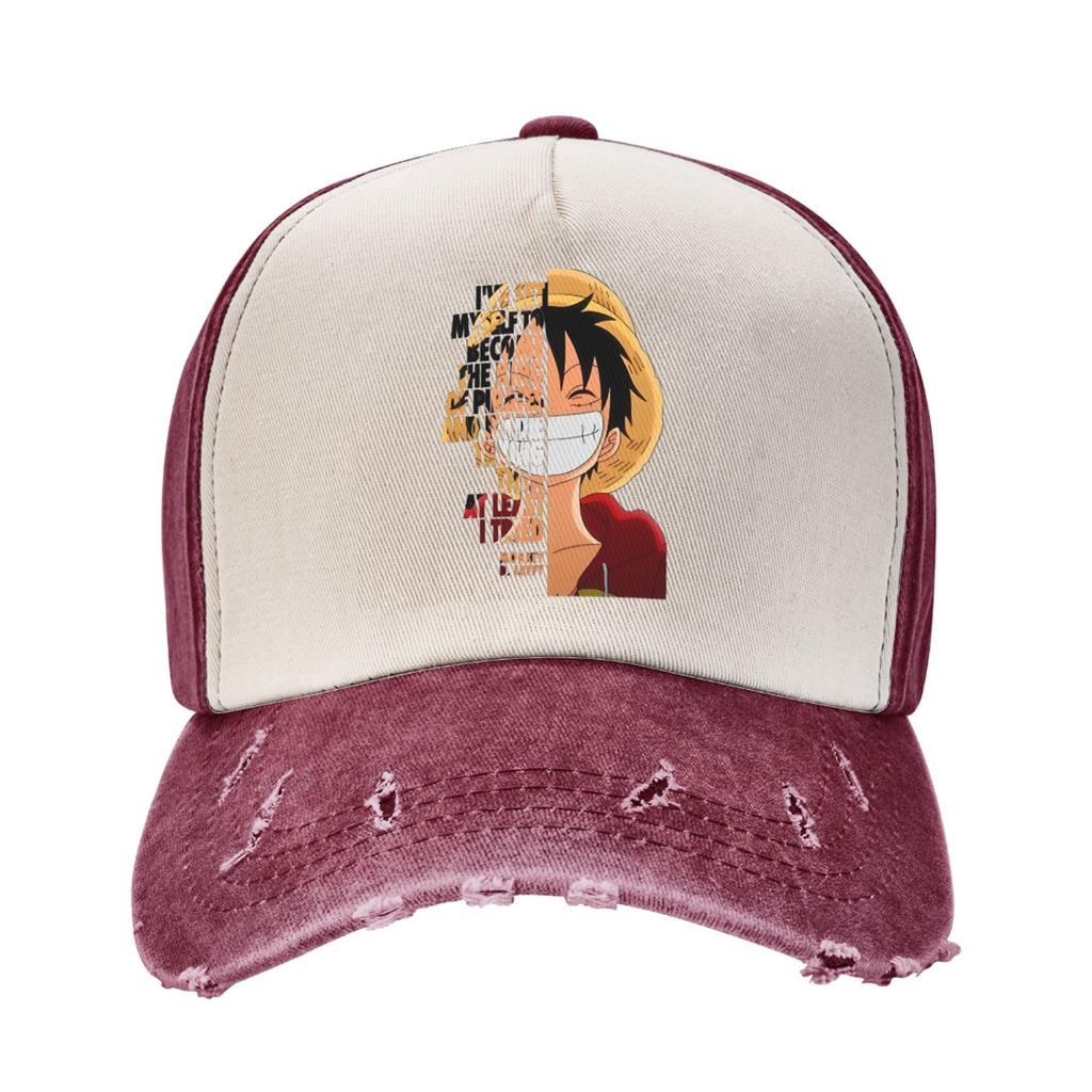 One Piece Straw Hat Baseball Cap Vintage Distressed Washed  Sun Cap Unisex Style Outdoor All Seasons Travel Adjustable Caps Hat
