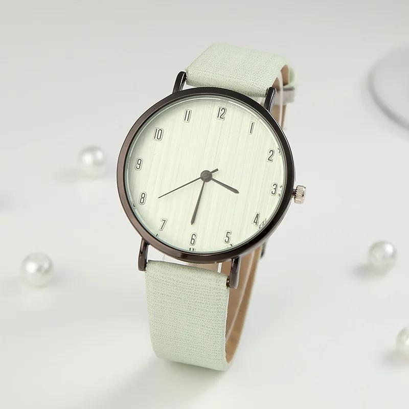 

Elegant Round Girl Watch Digital Stripe Surface Quartz Leather Band Strap Watch Analog Wrist Watch Zegarki Damskie Reloj Mujer бежевый