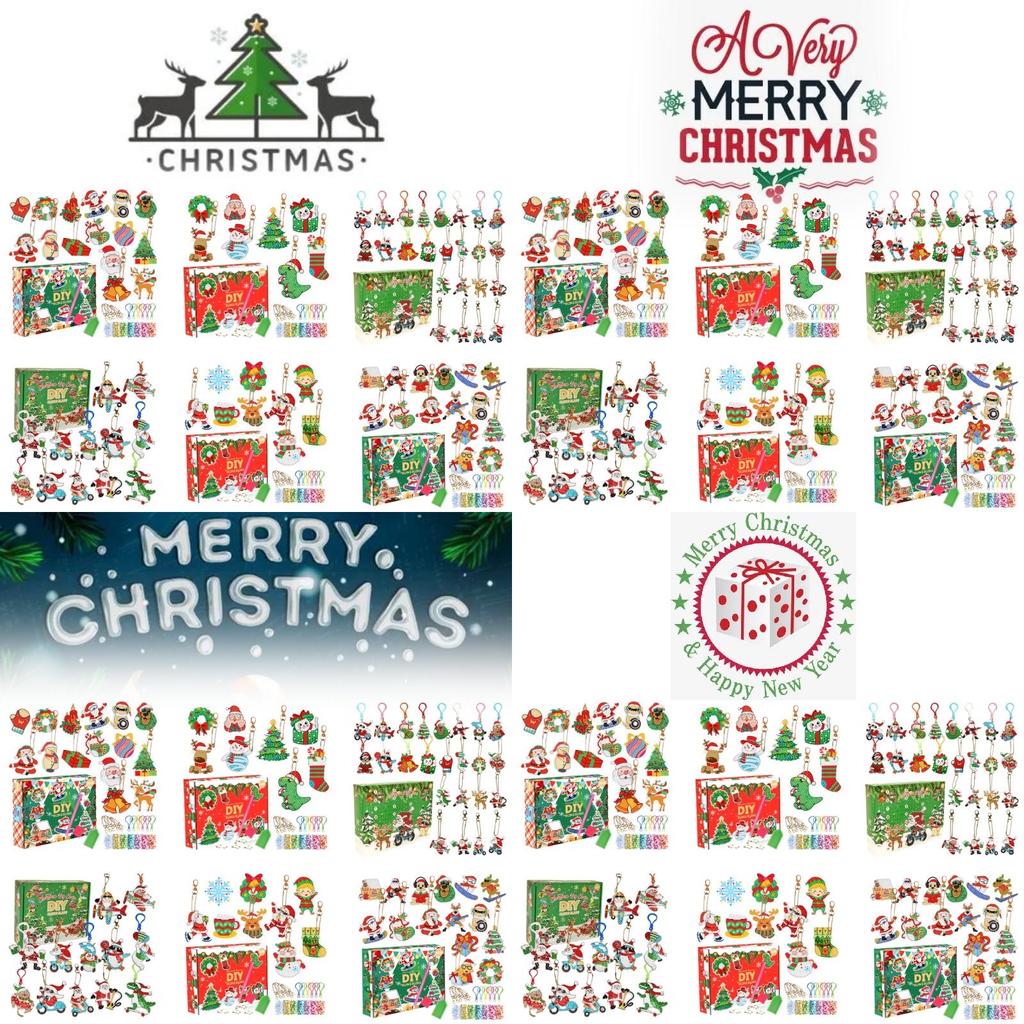 Colorful Acrylic Christmas Gift Blind Box Diy Diamond Painting Keychain Set 15 Pieces