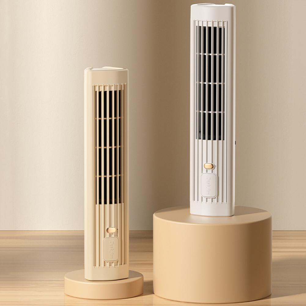 Bladeless Tower Fan USB Rechargeable 3Speed Standing Quiet Cooling Fan Mini Vertical Bladeless Floor Air Cooler for Home Bedroom