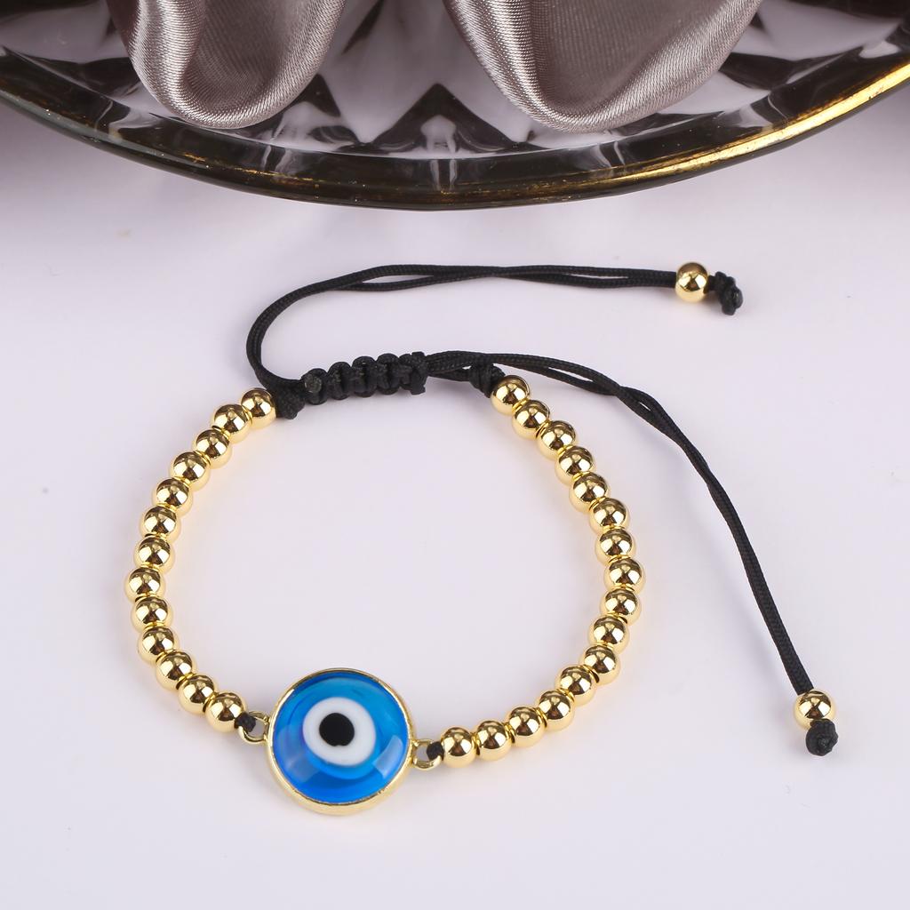 10 Colors Gold Plated Copper Beads Braided Evil Eyes Glaze Luxury Bracelet for Woman Girl Fashion Ward Off Evil Zircon