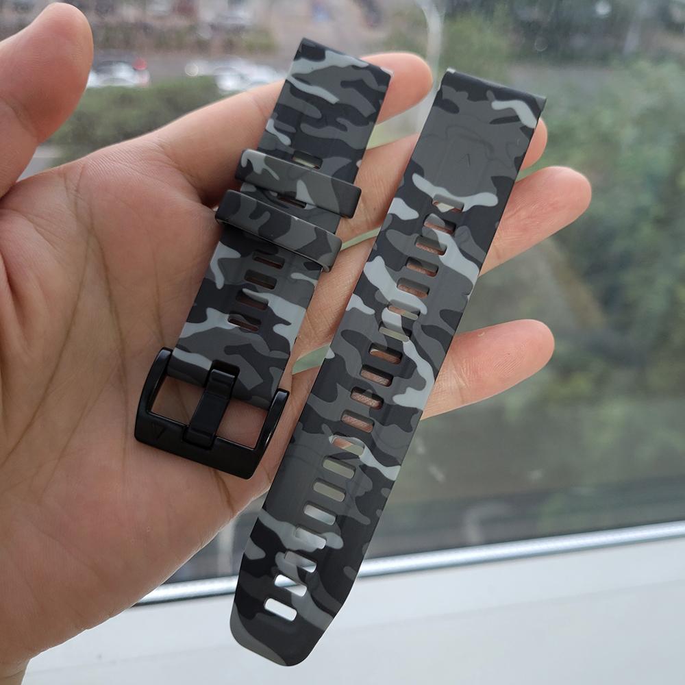 

QuickFit 22mm 26mm Sport Camouflage Silicone Strap For Garmin Fenix 8 E 7X 7 Pro 6X 5X Plus/Epix 2 47mm 51mm Bracelet Watchband QuickFit 22mm