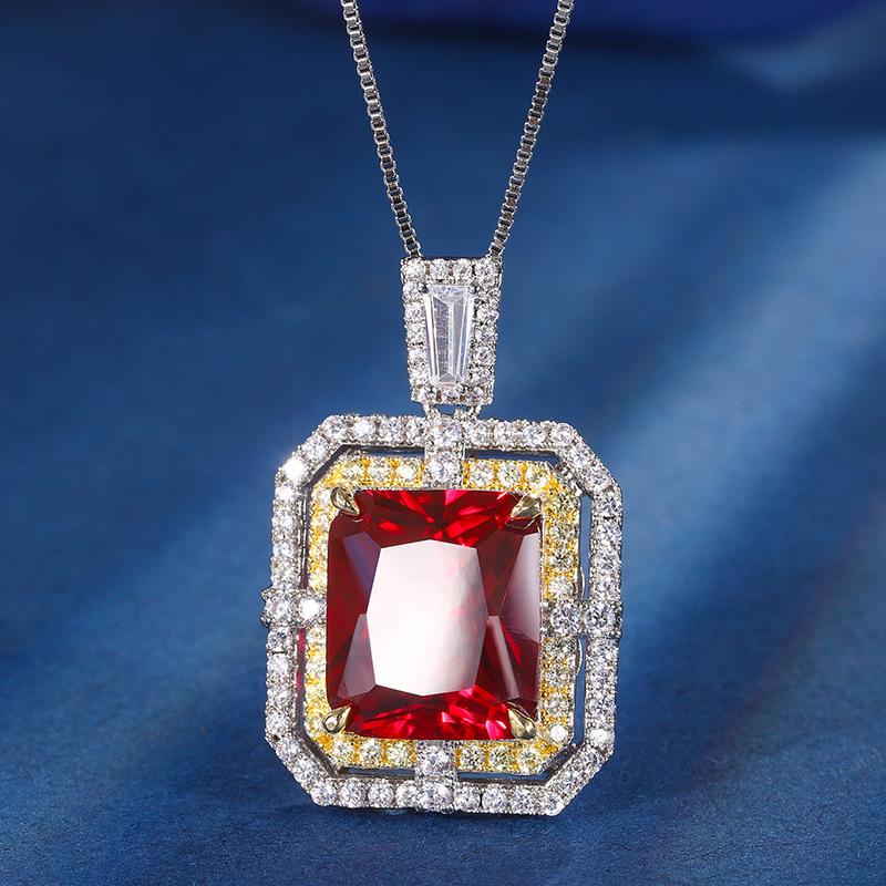 Jewelry Copper Bottom Gold-Plated Simulation Red Corundum Square Wrist Women'S Set 12 * 16-12 * 14