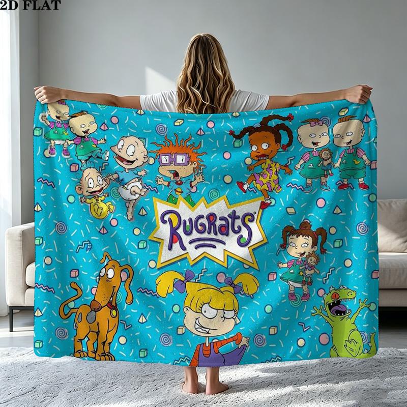 Rugrats Cartoon Print Flannel Blanket High Quality Warm Comfortable Cover for All Seasons Perfect for Gifts Home Decor