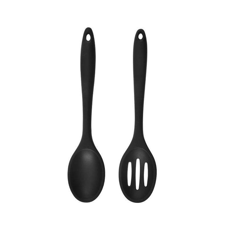 2Pcs Silicone Scoop Long Handle Soup Scoop Salad Mixing Spoon Heatresistant Cooking Spoon Nonstick Tablespoon Cooking Utensils