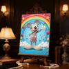 Rainbow Heart Mickey Pearl-Inlaid Frameless Art | Handmade Pearl Craft, Rainbow Cloud Theme, for Playful Home Decor & Great Gift Choice
