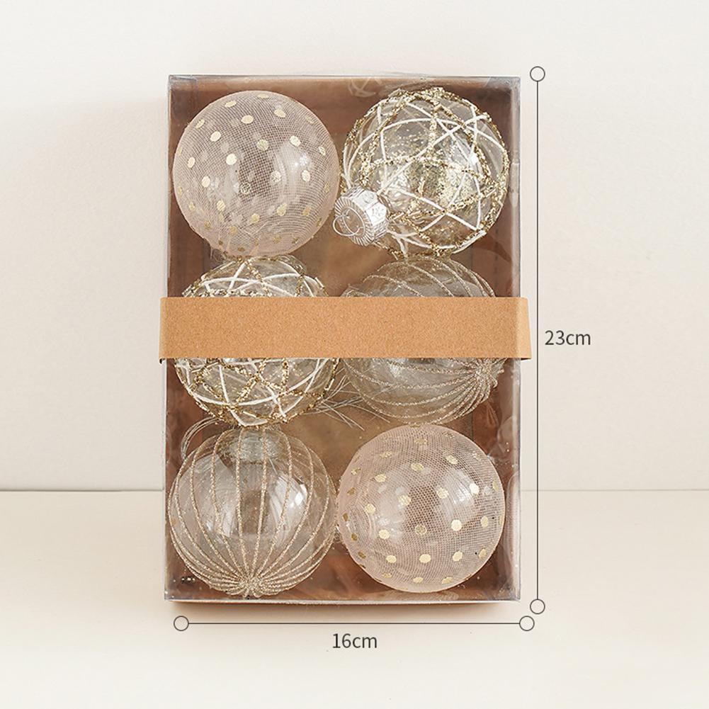 1Set Christmas Ball Ornaments 8cm Glitter Transparent Christmas Baubles For Xmas Tree Hanging Decoration New Year Gifts